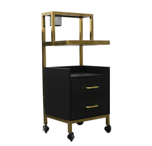 Modern Black Salon Furniture Set PU Synthetic Leather Includes Hair Wash <b>Chair</b> with Black Bowl and Barber Shop Trolley - Product Image 4