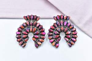 <b>Pink</b> Dahlia Turquoise & Sterling Silver Post Earrings silver earrings for women gemstone jewelry gift - Product Image 5