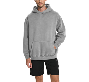 Sweat à capuche épais en molleton 100 % coton pour homme, avec logo personnalisé brodé, coupe décontractée pour l'hiver - Product Image 5