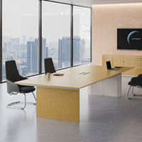 Table basse Kaiyuan 2.0 Longue en placage d'ingrédients naturels pour bureau, réception et hall d'entrée