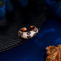 Bagues ouvertes populaires en micro-pavé de zircon cubique noir et blanc, couleur or russe, motif serpent et léopard, pour femmes, idéales pour les fêtes et mariages, cadeaux