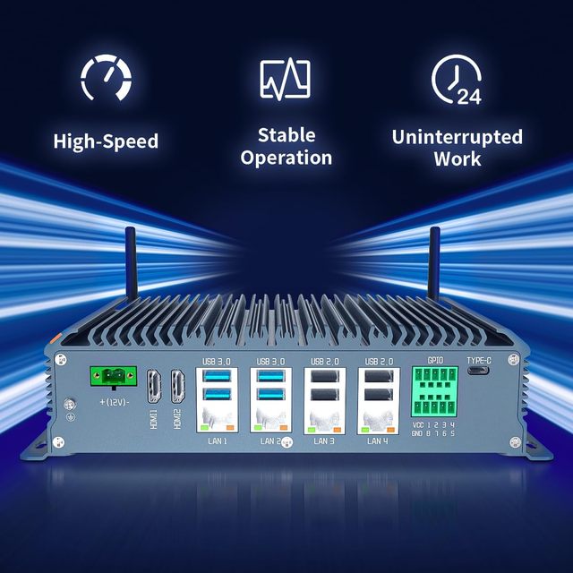 Fanless Industrial PC Windows 11 Pro Intel I7-10710U 16GB RAM 512GB SSD 4xLAN 4xUSB 3.0 4xUSB 2.0 6xCOM 8xGPIO in Stock