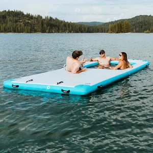 Plate-forme flottante gonflable, plate-forme de piscine en maille, île gonflable, blocs de plate-forme de natation, tapis flottants