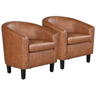 Chaises d'Appoint Oem Espresso Color Lot de 2 Chaises d'Appoint en Cuir Faux Noir Chaise Club pour Chambre à Coucher Salon Salle de Lecture