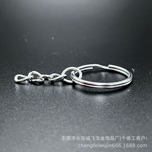 Metal Keychains Zinc Alloy Round <b>Silver</b> Plated Chain Single Loop <b>Key</b> <b>Ring</b> Jewelry Accessories - Product Image 2