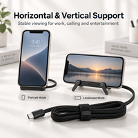 Support de téléphone pliable Premium 240W avec câble USB-C, logo personnalisé, en nylon tressé, cadeau, vente en gros, OEM