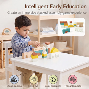 Set di Blocchi di Costruzione in <span class=keywords><strong>Legno</strong></span> Stile Nordico per Moschea, Architettura Islamica con Minareto e Luna Crescente, Regalo per Ramadan ed Eid, Gioco Educativo <span class=keywords><strong>Montessori</strong></span> - Product Image 5