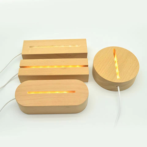 USB Wooden Base Lamp Led 3D Night <b>Light</b> Round Oval Rectangle Wood Led Night <b>Light</b> Base Wooden 3d Led Lamp Base 3d Night <b>Light</b> - Product Image 1