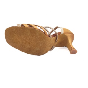 Evkoodance 230414 <span class=keywords><strong>Scarpe</strong></span> da Ballo Latino/Salsa e da Sala Premium per Donna, Tacco Personalizzato, in Raso Marrone Scuro, Taglia 11 - Product Image 6