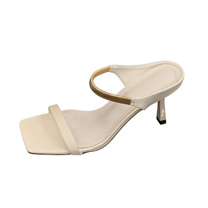 2026 Summer Retro Square <b>Toe</b> One Strap Mules Women Thin Metal High Heels Elegant Outdoor Slides - Product Image 5