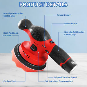 Polisseuse orbitale sans fil 15 mm 5 pouces à double <span class=keywords><strong>action</strong></span>, 6 vitesses variables, 120 W, 5500 OPM, modèle PLATYPUS 3152, alimentée par <span class=keywords><strong>batterie</strong></span> 12 V - Product Image 2