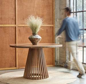 <span class=keywords><strong>Table</strong></span> à manger ronde en <span class=keywords><strong>bois</strong></span> naturel en gros, <span class=keywords><strong>table</strong></span> à manger ronde Lido en planches et poutres, <span class=keywords><strong>table</strong></span> <span class=keywords><strong>de</strong></span> cuisine minimaliste en <span class=keywords><strong>bois</strong></span> massif 38 pouces - Product Image 4