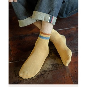 Men's Crew Socks Mid-Calf Polyester Cotton Sweat Absorbent Casual Daily Wear Youth Style Stripes Pattern 6 Pairs Pack - Product Image 5