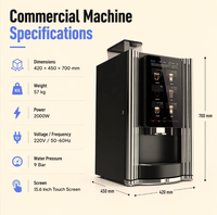 Mesin Kopi Espresso Pintar IoT Layar Sentuh MACAS Kelas Komersial 15,6 Inci 220V Bersertifikasi CE WiFi RJ-45 Tekanan 9 Bar