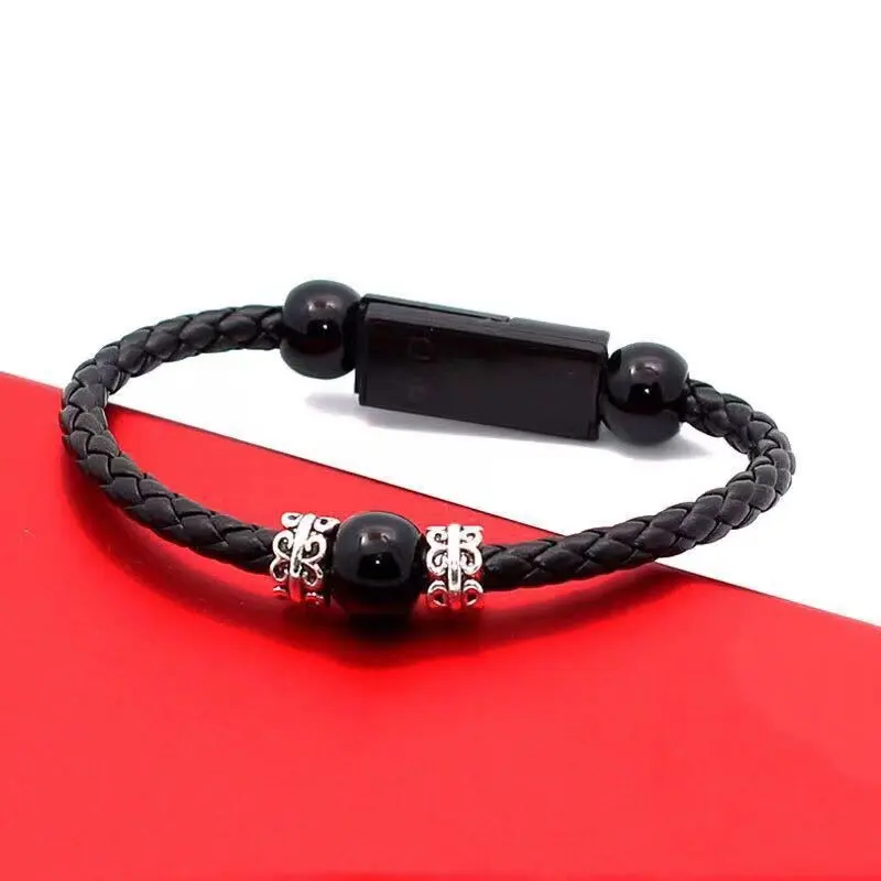 Fashion Bracelet Type Fast Charging Type-c Data Cable Bracelet Portable Leather Charging Cable IOS Android Universal