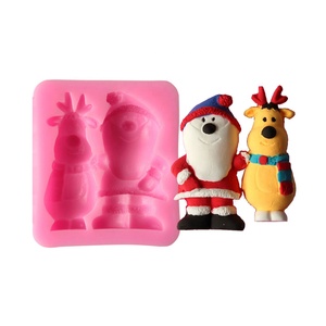 Moule en silicone 3D rectangulaire populaire, texture fine, motif père Noël et rennes, pour décoration de gâteaux et fondants DIY - Product Image 1