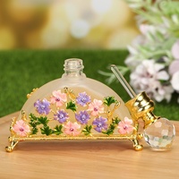 Botol Parfum Logam Setengah Bulat Motif Bunga 20ml, Berhias Batu, Isi Ulang Minyak Atsiri, Botol Attar, Outlet Pabrik 20405