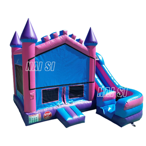 Château gonflable rose, violet et <span class=keywords><strong>bleu</strong></span>, château gonflable princesse, château gonflable extérieur, toboggan combiné sec pour fête commerciale - Product Image 5