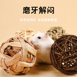 Balles à mâcher pour hamsters, jouets de nettoyage dentaire en paille, fournitures pour animaux de compagnie d'intérieur, petite taille, motif uni - Product Image 5