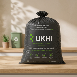 UKHI Brand PBAT PLA Cornstarch Biodegradable And <b>Compostable</b> 40 Microns Side Gusset Large Square Bottom Heat Seal Garbage <b>Bag</b> - Product Image 4