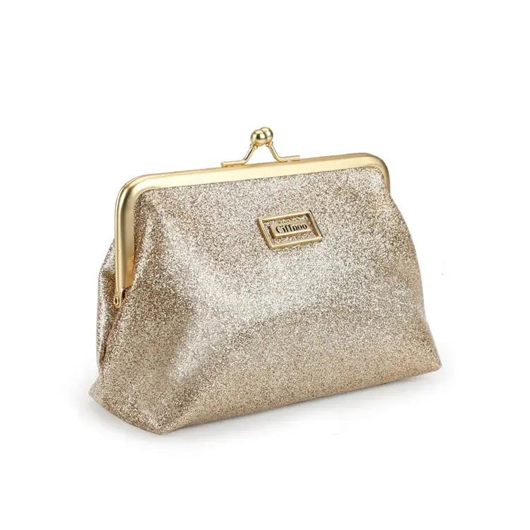 Fabriek Gemaakt Goede Kwaliteit Glans Goud Lederen Draagbare Paraphermalia Opslag Dames Clutch Bag