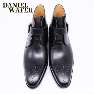 <span class=keywords><strong>Blu</strong></span> Nero di Alta Top Scarpe Fatte A Mano In Vera Pelle Monaco Della Cinghia Degli Uomini Stivali - Product Image 4