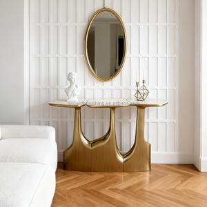 Table d'entrée de luxe légère, allée de couloir de villa, une contre le mur, bandes décoratives en forme de mur, table console en PRF - Product Image 5