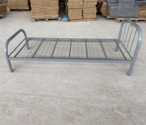 Cadre de lit simple en acier robuste, en fer, en bois, pour étudiants, enfants, dortoir, maison, travailleurs, personnel - Product Image 4