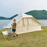 Tente gonflable à ouverture rapide pour le camping en plein air, 6-8 personnes, imperméable, grande capacité, toit en coton, quatre saisons, portable