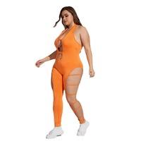 Combinaison sans manches pour femmes grandes tailles, justaucorps de danse, dos nu, bodycon, combinaisons pour l'entraînement, le yoga