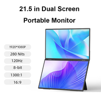Moniteur portable à double écran de 21,5 pouces, écran LCD IPS 120 Hz, 280 nits, haut-parleurs intégrés