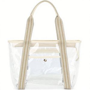 Custom Color Stripe Shopping <b>Tote</b> Bag Durable Fabric Shoulder Handbag for Camping Swimming <b>Travel</b> and Personalized Packaging - Product Image 3
