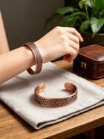 Bracelet magnétique thérapeutique Sland vintage plaqué or rose, jonc ouvert, bracelet énergétique magnétique pour la santé, tendance et mode