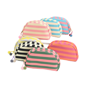 Bolsa <span class=keywords><strong>de</strong></span> <span class=keywords><strong>Maquillaje</strong></span> Portátil <span class=keywords><strong>de</strong></span> Lona a Rayas Coloridas RTS, Bolsa Organizadora con Cierre para Viaje - Product Image 1