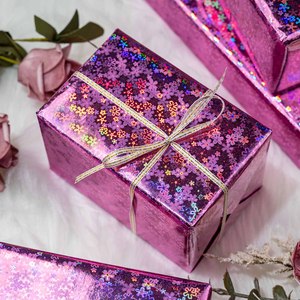 Pink Metallized Gift Wrapping <b>Paper</b> with Flower <b>Pattern</b> Eco-Friendly Art <b>Paper</b> for Holiday Packaging - Product Image 2