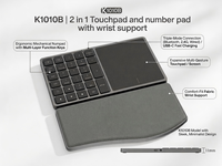 Clavier numérique sans fil 3-en-1 à double mode avec pavé tactile haute sensibilité et repose-poignet intégré, rechargeable, pour usage financier