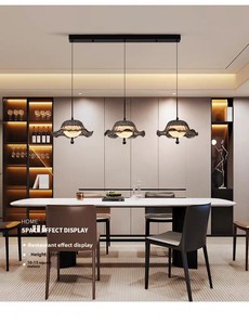 Lustre moderne de luxe, design floral vintage, fer <span class=keywords><strong>et</strong></span> verre, <span class=keywords><strong>suspension</strong></span> LED pour salle à manger, finition noire, dimmable - Product Image 6