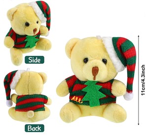 Mini orsacchiotti di natale all'ingrosso portachiavi con animali di peluche da 4 pollici decorazioni per l'albero di natale - Product Image 5