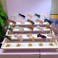 Ornements en pierre de cristal de guérison, fleurs, papillons, étoiles, lunes, très demandés pour la décoration intérieure