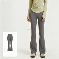 Pantalon de sport taille haute coupe large, effet galbant et amincissant, longueur 9 pouces, pour le yoga, avec logo personnalisable, tendance pêche