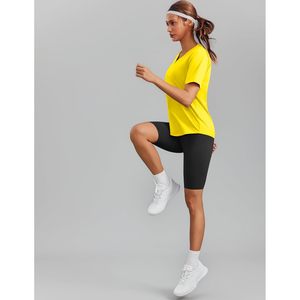 Womens Hiking Shirt Short Sleeve V Neck UPF 50 Sun Protection Moisture Wicking Quick Dry Outdoor Athletic <b>Top</b> Yellow - Product Image 4