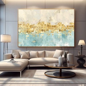 Arte Mural Vertical 3D, Pintura Abstracta Grande en Amarillo y Azul sobre Lienzo, Arte Mural Pintado a Mano para Decoración Moderna del Hogar y Galería - Product Image 5