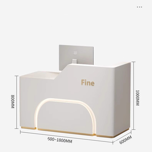 Escritorio de recepción con luz Led personalizada, muebles pequeños de oficina, recepción de madera, escritorio de recepción para peluquería - Product Image 4