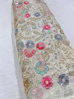 Vêtements les plus vendus pour les occasions spéciales de mariage Matériel de robe Broderie en crêpe de soie pure avec perles tissu importé pour le travail à la main