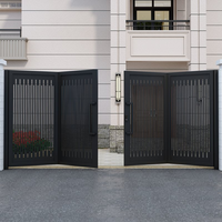 Porte moderne Clôture Design Aluminium Patio Dernière entrée principale Persienne en métal Pliable Porte d'allée Porte roulante automatique