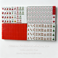 Ensemble de Mahjong de Noël, tuiles de Mahjong en acrylique, Père Noël, Joker, cadeau de Noël pour femmes