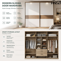 Système de placard en bois moderne sur mesure avec portes coulissantes et étagères réglables pour hôtel, appartement, chambre - Grand espace de rangement