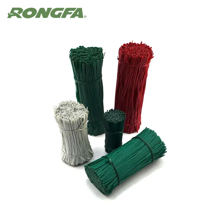 Rongfa Pvc Twist Tie Hot Sell 2mmx8cmx7kgs/Kartonnen Zak Sluiting Gebruikt Voorgesneden Kleurrijke Plastic Gecoate Ijzerdraad Twist Stropdas