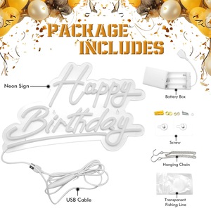 Letrero Luminoso de Neón Personalizable con la Frase 'Feliz Cumpleaños', Alimentado por USB, Decoración de Pared con Brillo Ajustable para Fiestas de Cumpleaños y Publicidad - Product Image 2