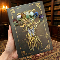 Livre Grimoire Arbre de Vie en Cristal Multi-Styles, Pierres Chakra Naturelles, Journal de Sortilèges Sorcières, Lot Mixte en Gros